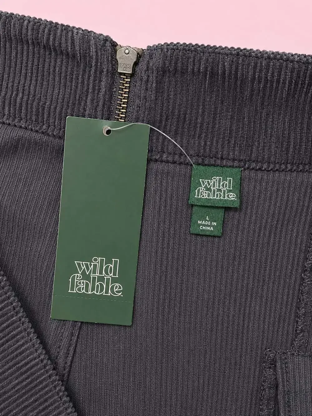 NWT- Wild Fable Dark Gray Corduroy Cargo Miniskirt with Front Pockets.